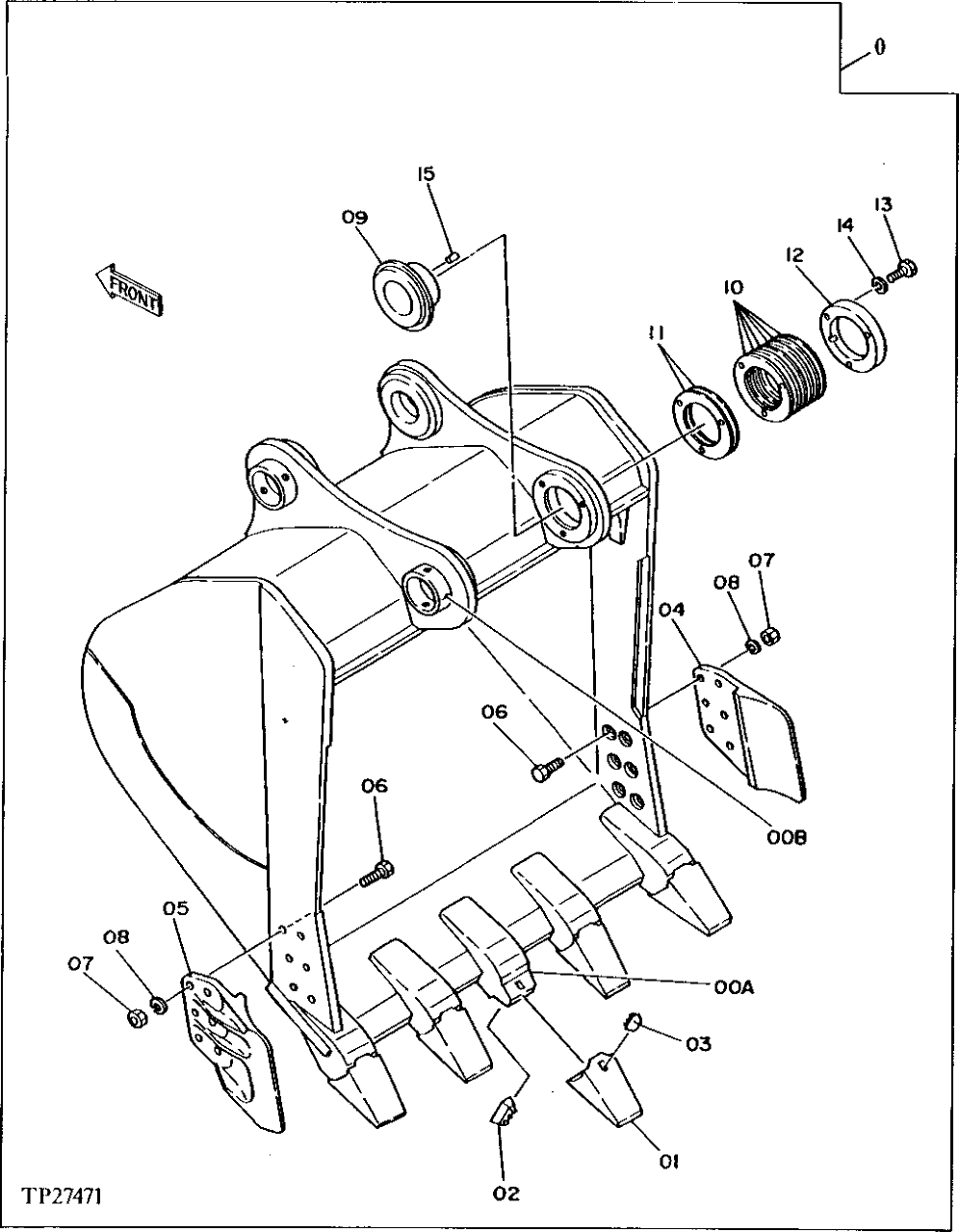 Схема запчастей John Deere 92DLC - 176 - Bucket (1-1/2 Cubic Yard) 3302 BUCKETS, TEETH, SHANKS AND SIDECUTTERS