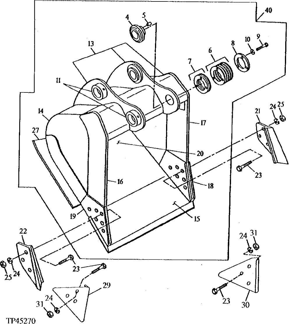 Схема запчастей John Deere 92DLC - 184 - Bucket (Severe Duty Lip Plate) Also Order Bucket Tooth Assemblies) 3302 BUCKETS, TEETH, SHANKS AND SIDECUTTERS