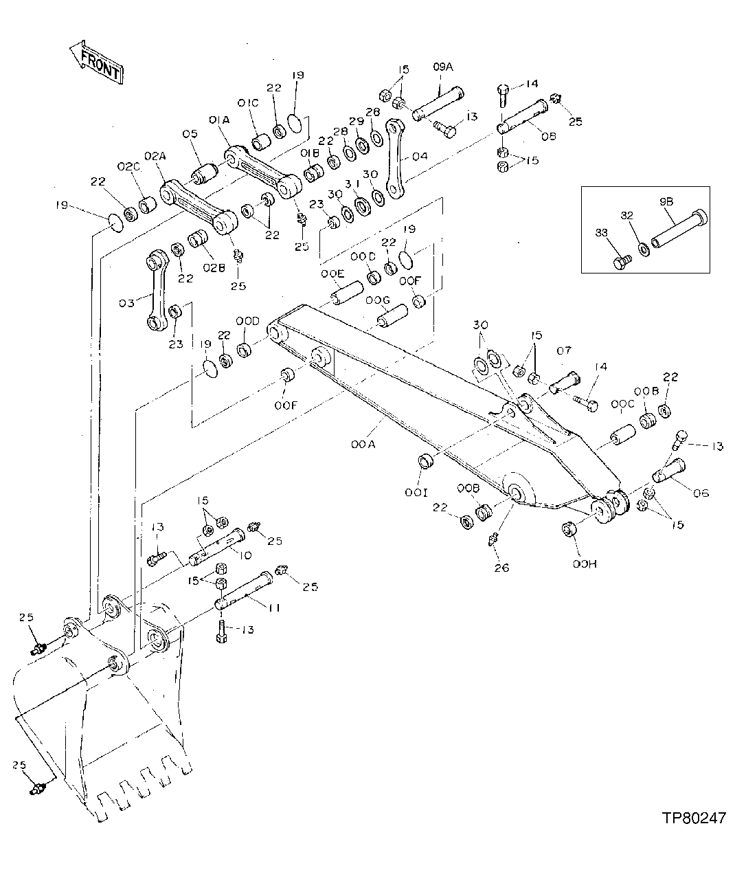 Схема запчастей John Deere 92DLC - 208 - Arm (Long) (4.0 m. - 13 ft. 1 in.) 3340 Frames