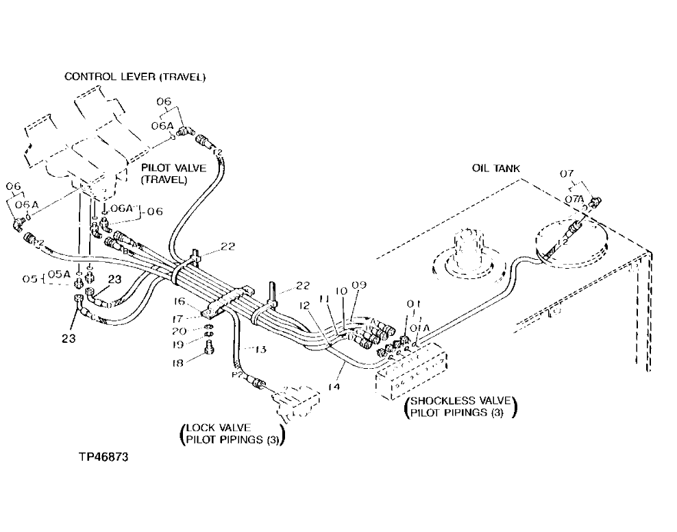 Схема запчастей John Deere 92DLC - 218 - PILOT PLUMBING 3360 HYDRAULIC SYSTEM