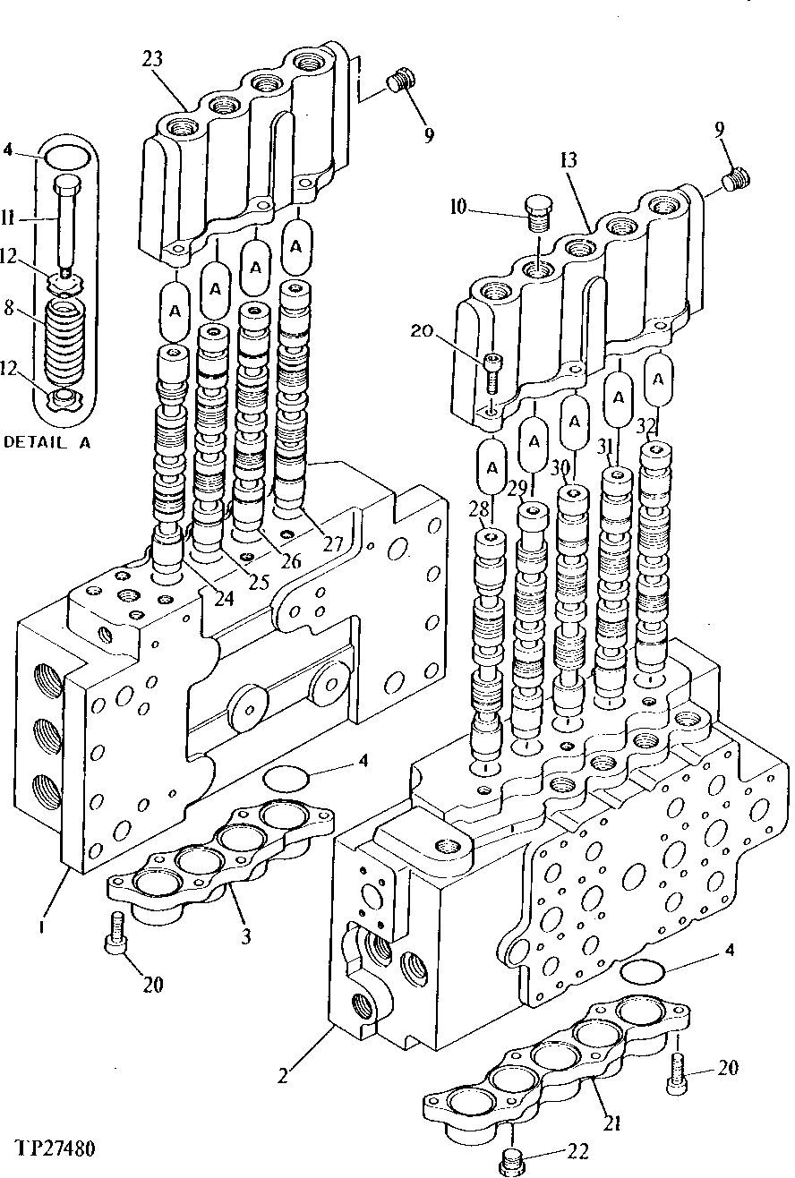 Схема запчастей John Deere 92DLC - 229 - Control Valve 3360 HYDRAULIC SYSTEM