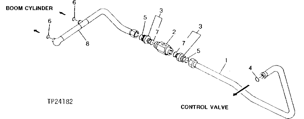 Схема запчастей John Deere 92DLC - 239 - SUPER LONG FRONT SLOW RETURN VALVE LINES 3360 HYDRAULIC SYSTEM