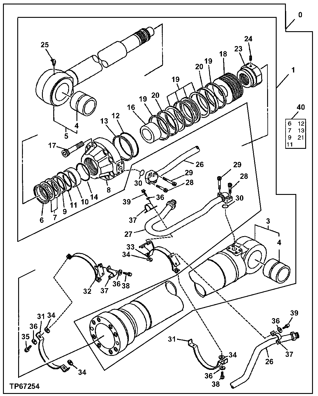 Схема запчастей John Deere 92DLC - 242 - SUPER LONG FRONT ARM CYLINDER 3360 HYDRAULIC SYSTEM