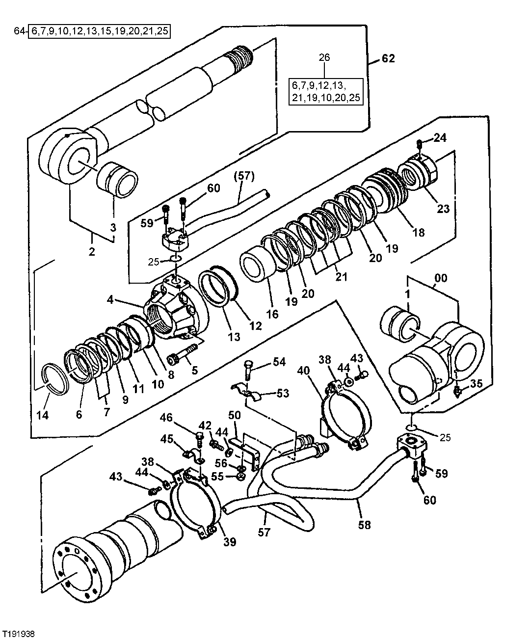 Схема запчастей John Deere 92DLC - 247 - CYLINDER BOOM (LEFT) 3365 Hydraulic Cylinders