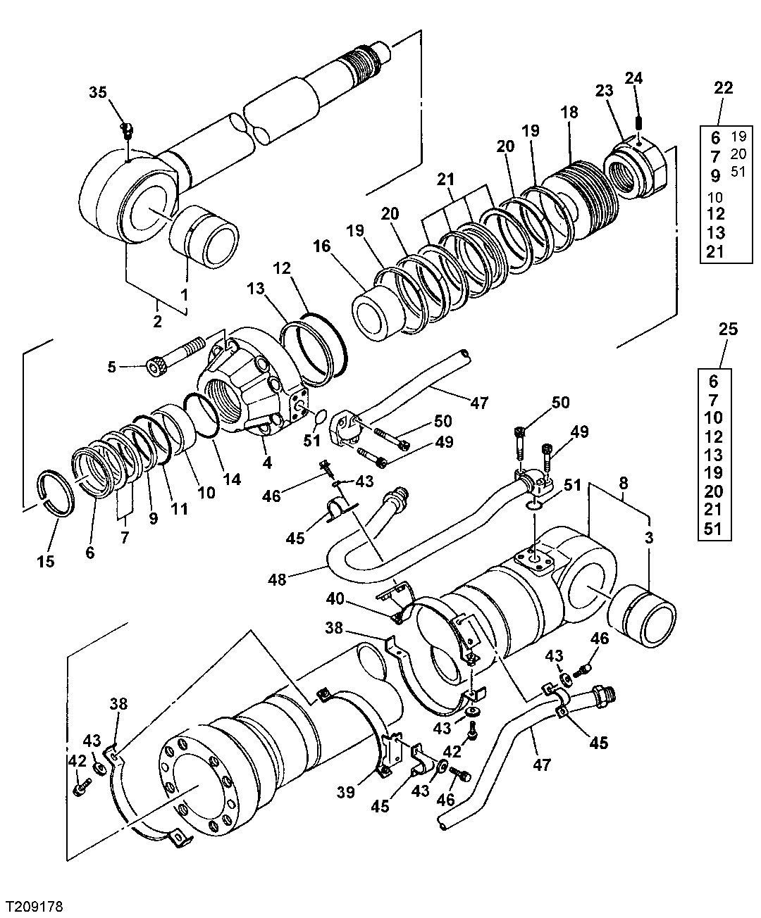 Схема запчастей John Deere 92DLC - 250 - Arm Cylinder 3365 Hydraulic Cylinders