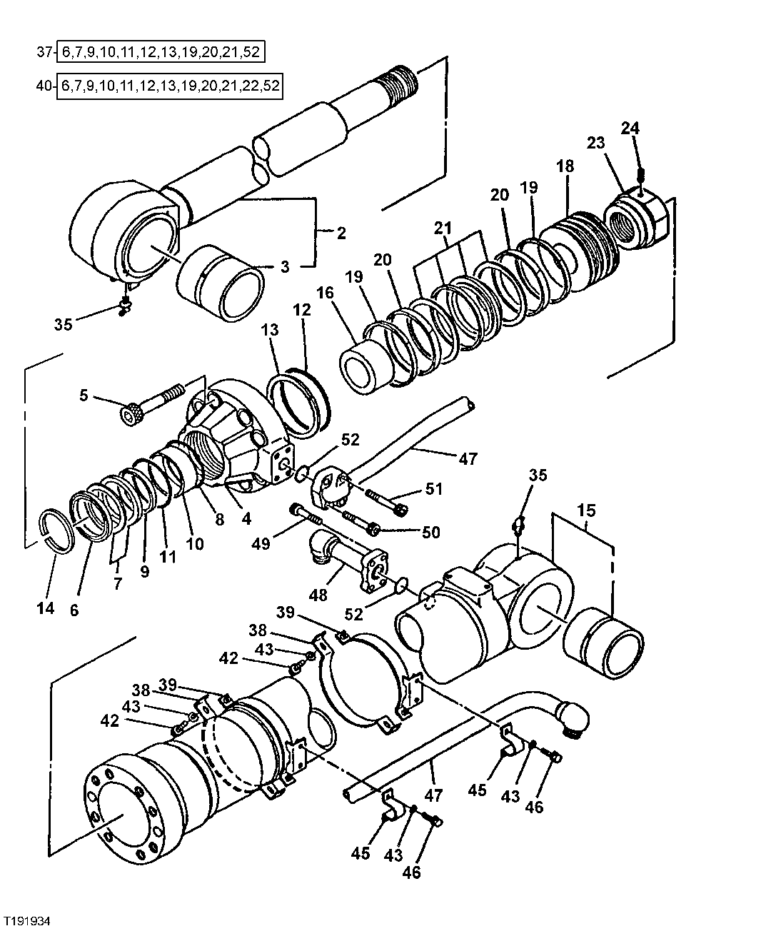 Схема запчастей John Deere 92DLC - 251 - Bucket Cylinder 3365 Hydraulic Cylinders