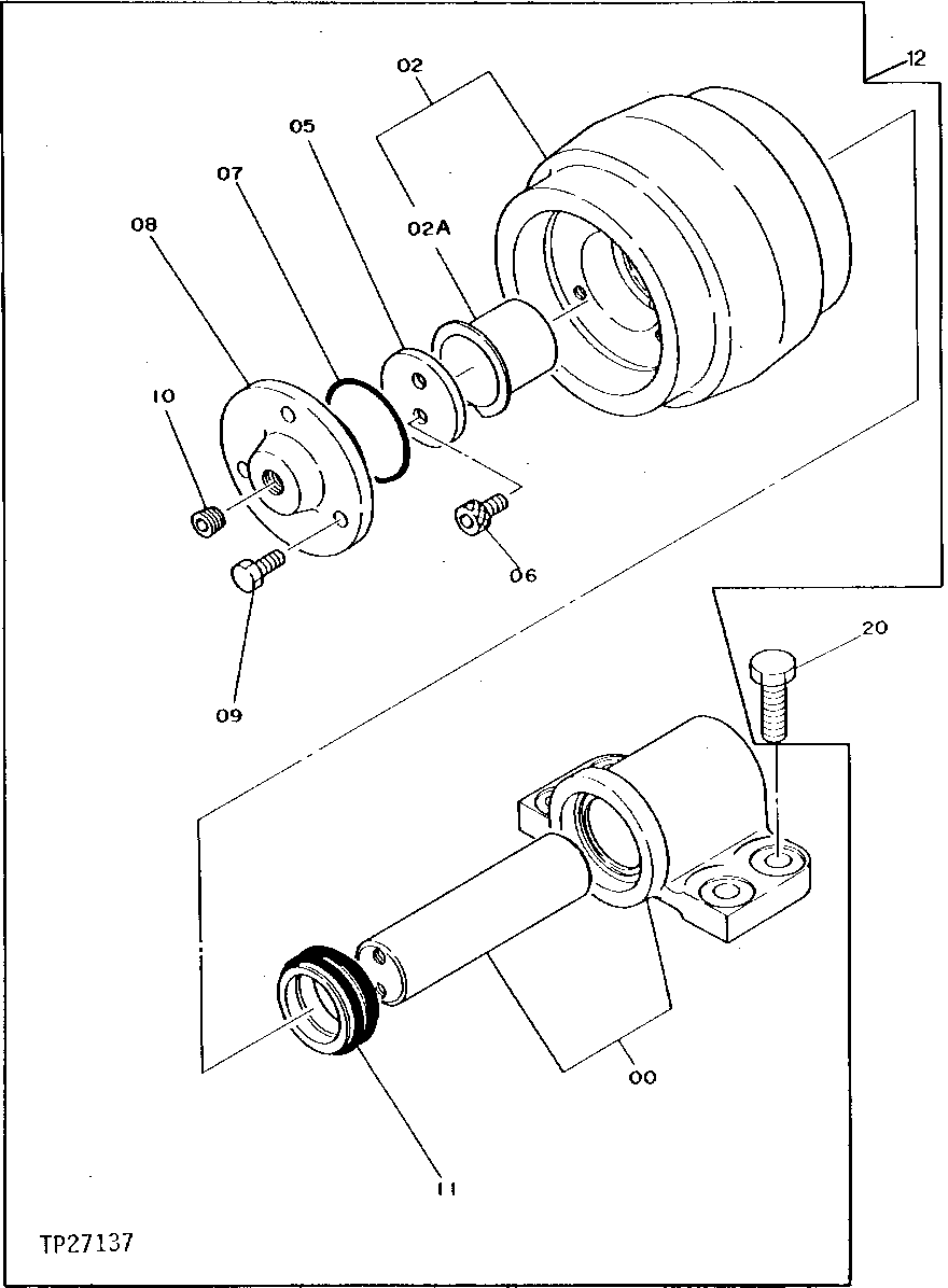 Схема запчастей John Deere 90D - 4 - Upper Roller ( - 002294) 0130 Track Systems