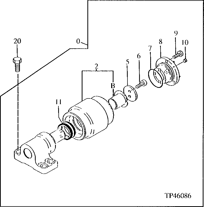 Схема запчастей John Deere 90D - 5 - Upper Roller (002295 - ) 0130 Track Systems