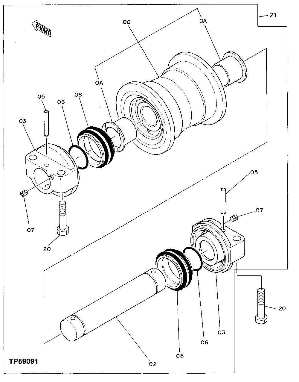 Схема запчастей John Deere 90D - 6 - Lower Roller 0130 Track Systems