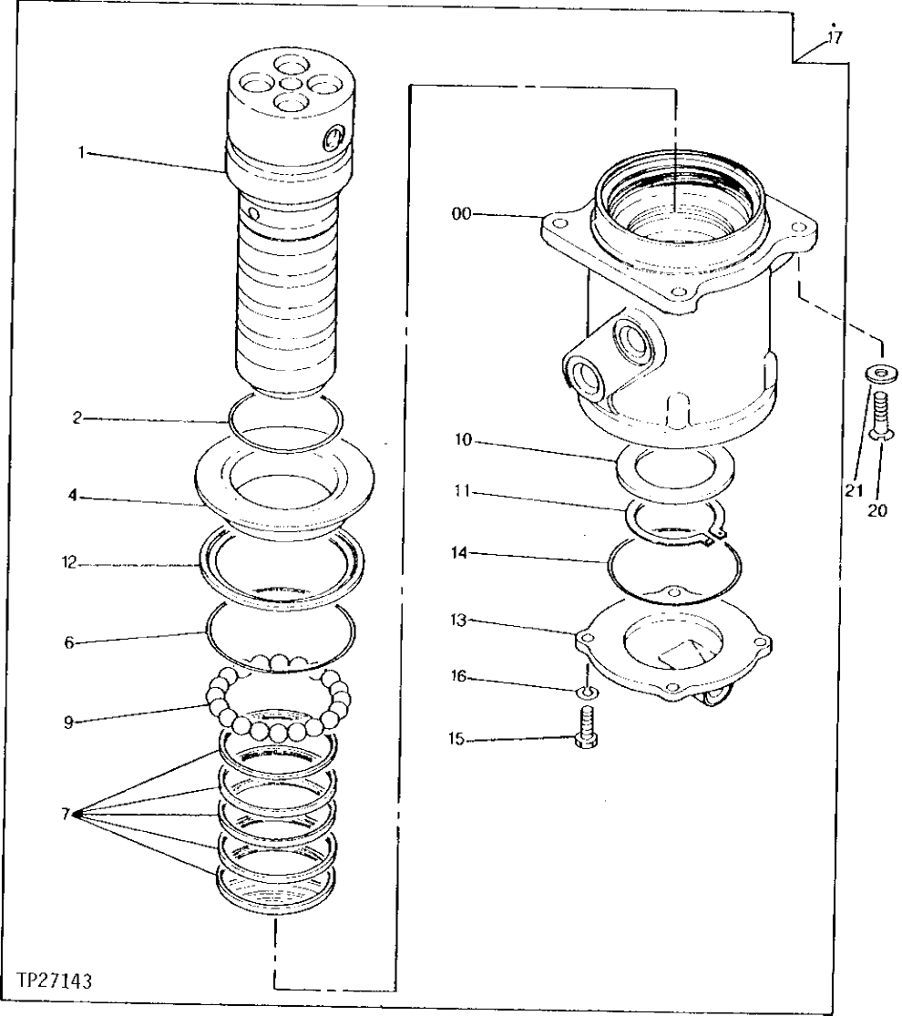 Схема запчастей John Deere 90D - 17 - Rotary Manifold 0260 AXLES AND SUSPENSION SYSTEM HYDRAULICS