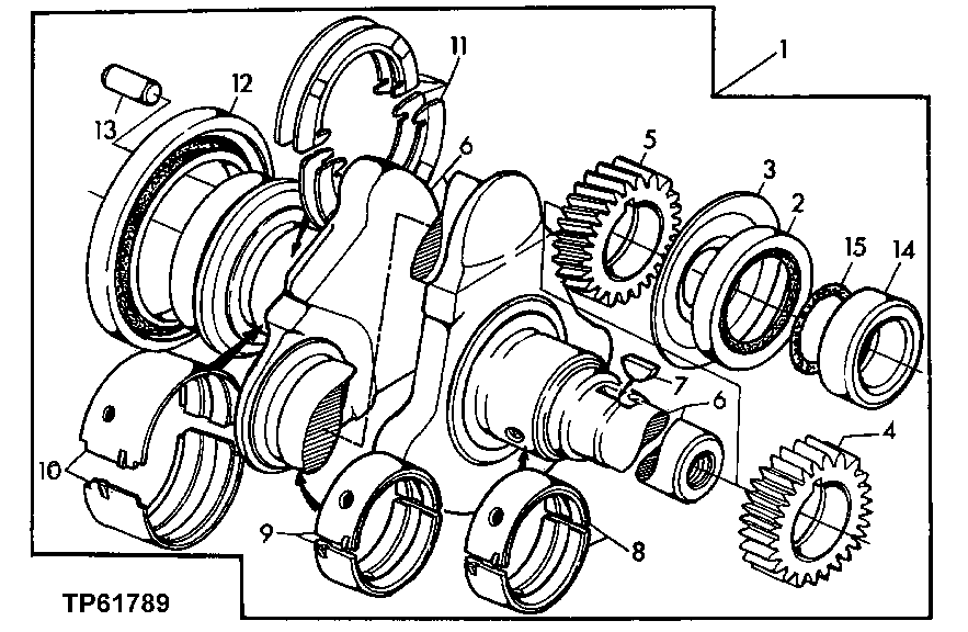 Схема запчастей John Deere 90D - 22 - Replacement Crankshaft Kit, Crankshaft, Bearing Kit (Long Nose) 0401 CRANKSHAFT AND MAIN BEARINGS 4045TT008, 4276TT021 4045TT008, 4276TT021