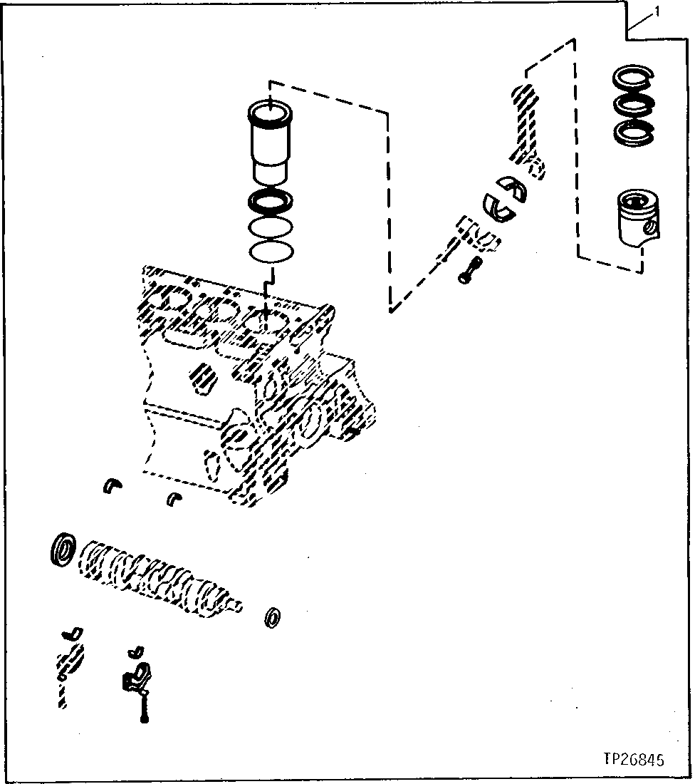 Схема запчастей John Deere 90D - 32 - BASIC ENGINE OVERHAUL KIT 0404 CYLINDER BLOCK 4045TT008, 4276TT021 4045TT008, 4276TT021