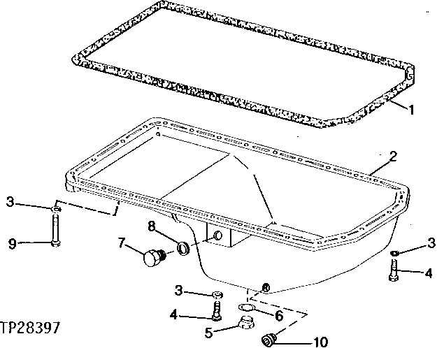 Схема запчастей John Deere 90D - 35 - ENGINE OIL PAN 0407 ENGINE OILING SYSTEM 4045TT008, 4276TT021 4045TT008, 4276TT021