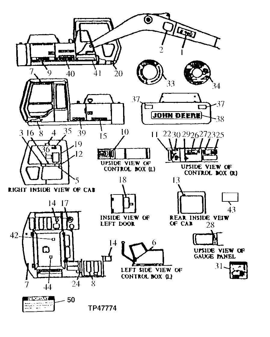 Схема запчастей John Deere 90D - 85 - Labels and Decals (001956 - ) 1320 LABELS AND DECALS