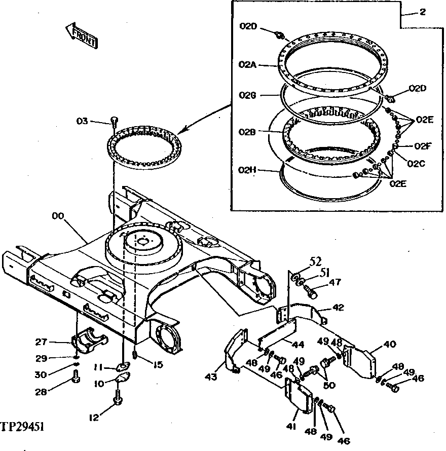 Схема запчастей John Deere 90D - 105 - TRACK FRAME AND SWING BEARING 1740 Frame Installation