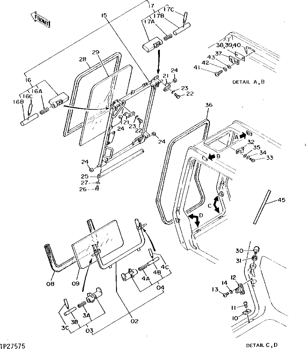 Схема запчастей John Deere 90D - 108 - Cab 1810 Operator Enclosure