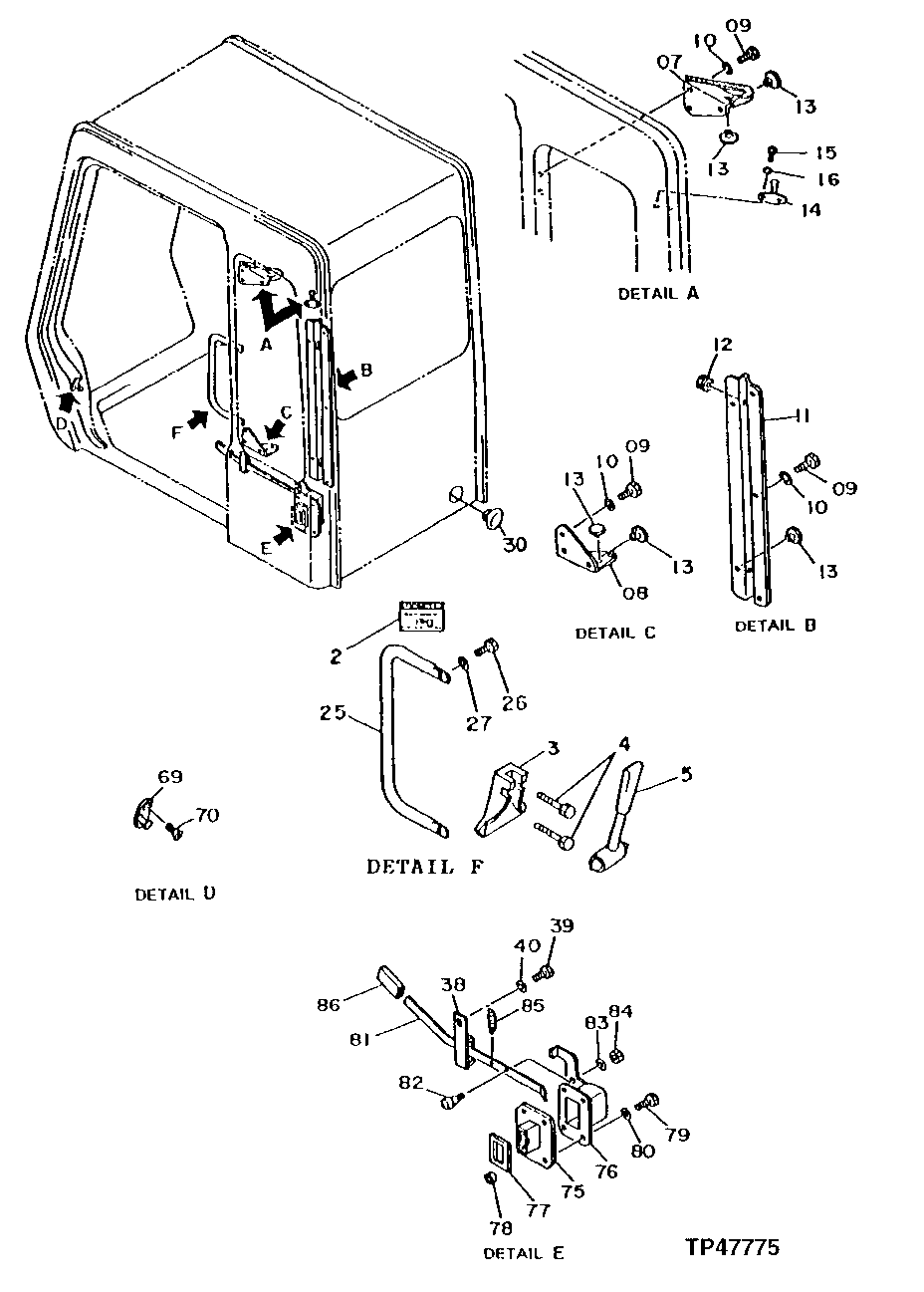 Схема запчастей John Deere 90D - 110 - Cab 1810 Operator Enclosure