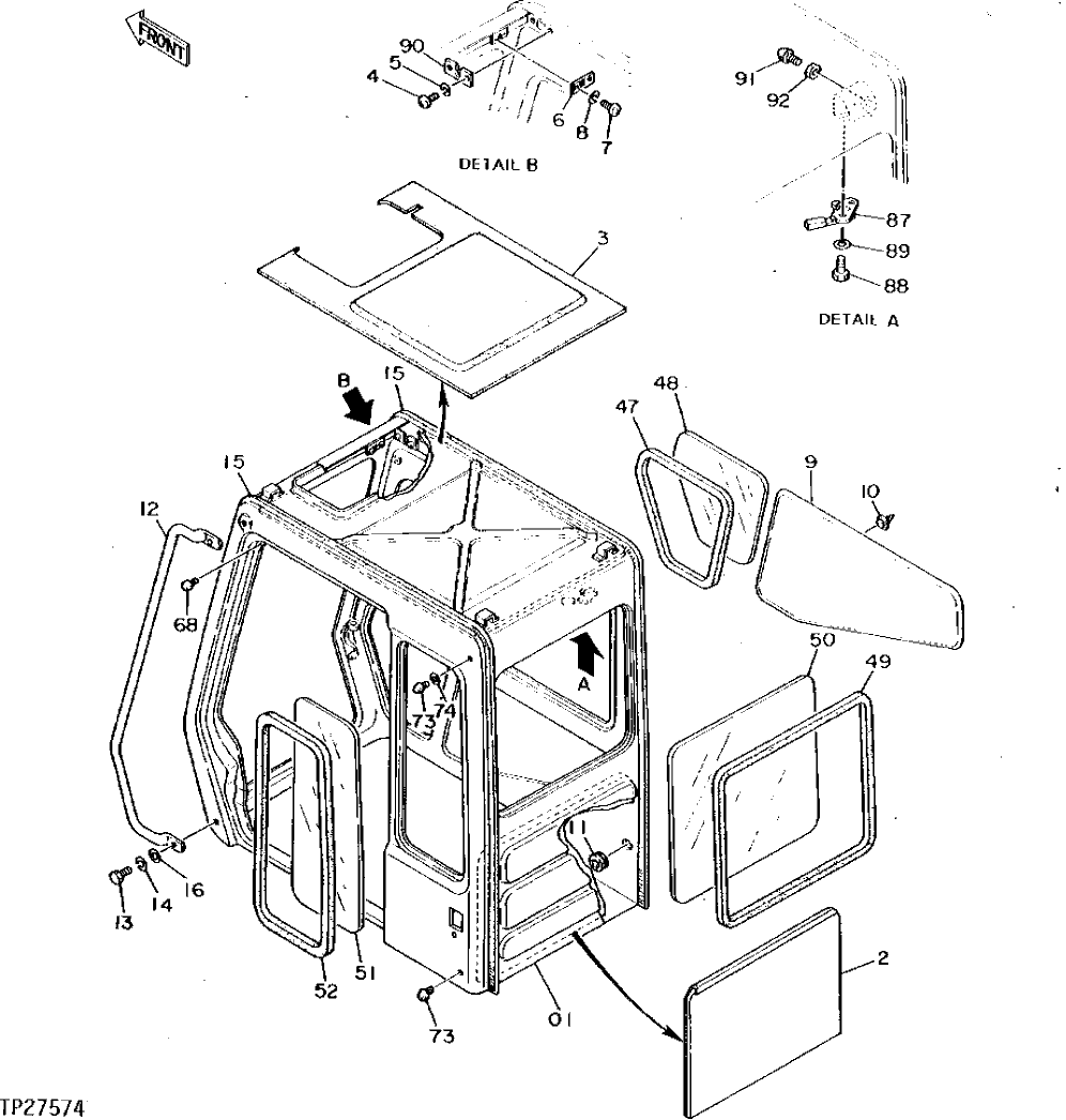 Схема запчастей John Deere 90D - 111 - Cab 1810 Operator Enclosure