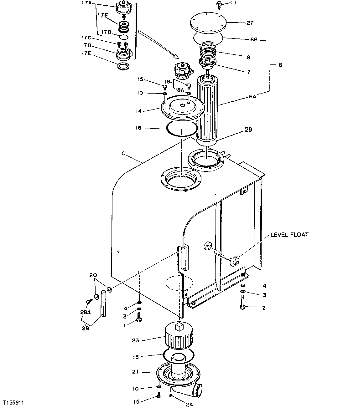 Схема запчастей John Deere 90D - 147 - RESERVOIR 2160 Vehicle Hydraulics