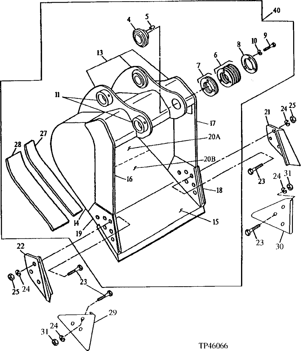 Схема запчастей John Deere 90D - 156 - HEAVY DUTY BUCKET (ORDER TEETH SEPARATELY) 3302 Bucket With Teeth