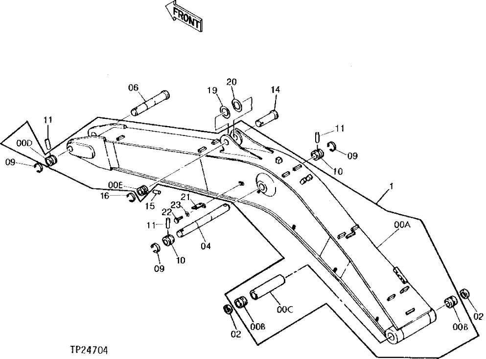 Схема запчастей John Deere 90D - 171 - Boom 3340 BACKHOE AND EXCAVATOR FRAMES