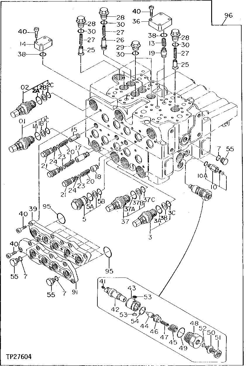 Схема запчастей John Deere 90D - 176 - Main Control Valve 3360 HYDRAULIC SYSTEM