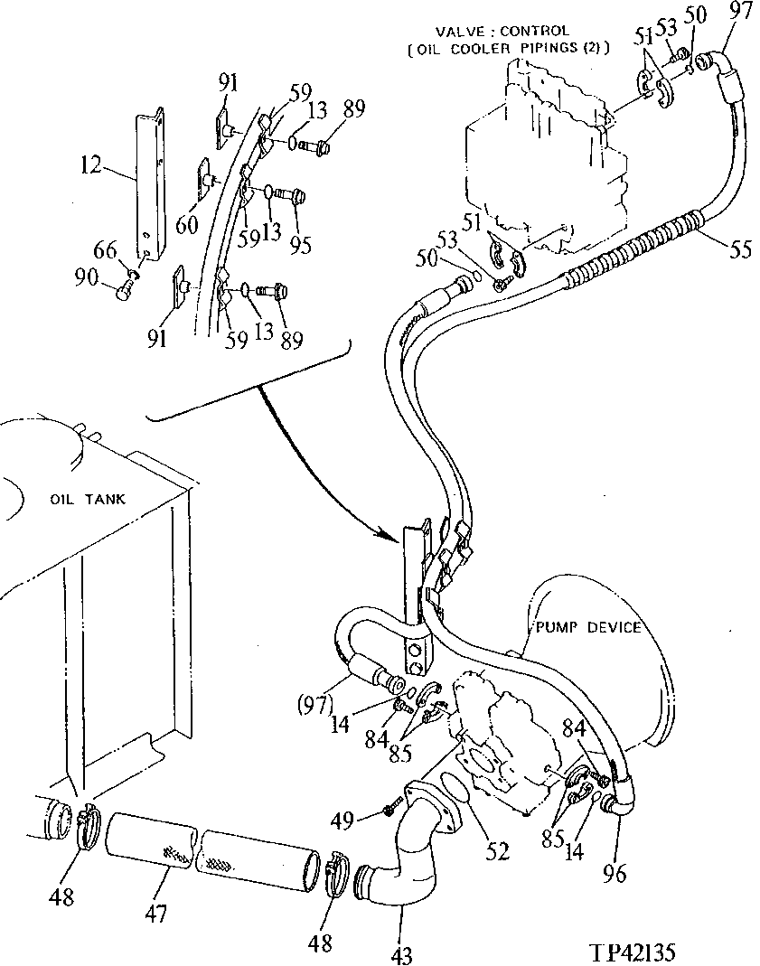 Схема запчастей John Deere 90D - 180 - HYDRAULIC HOSES AND LINES 3360 HYDRAULIC SYSTEM