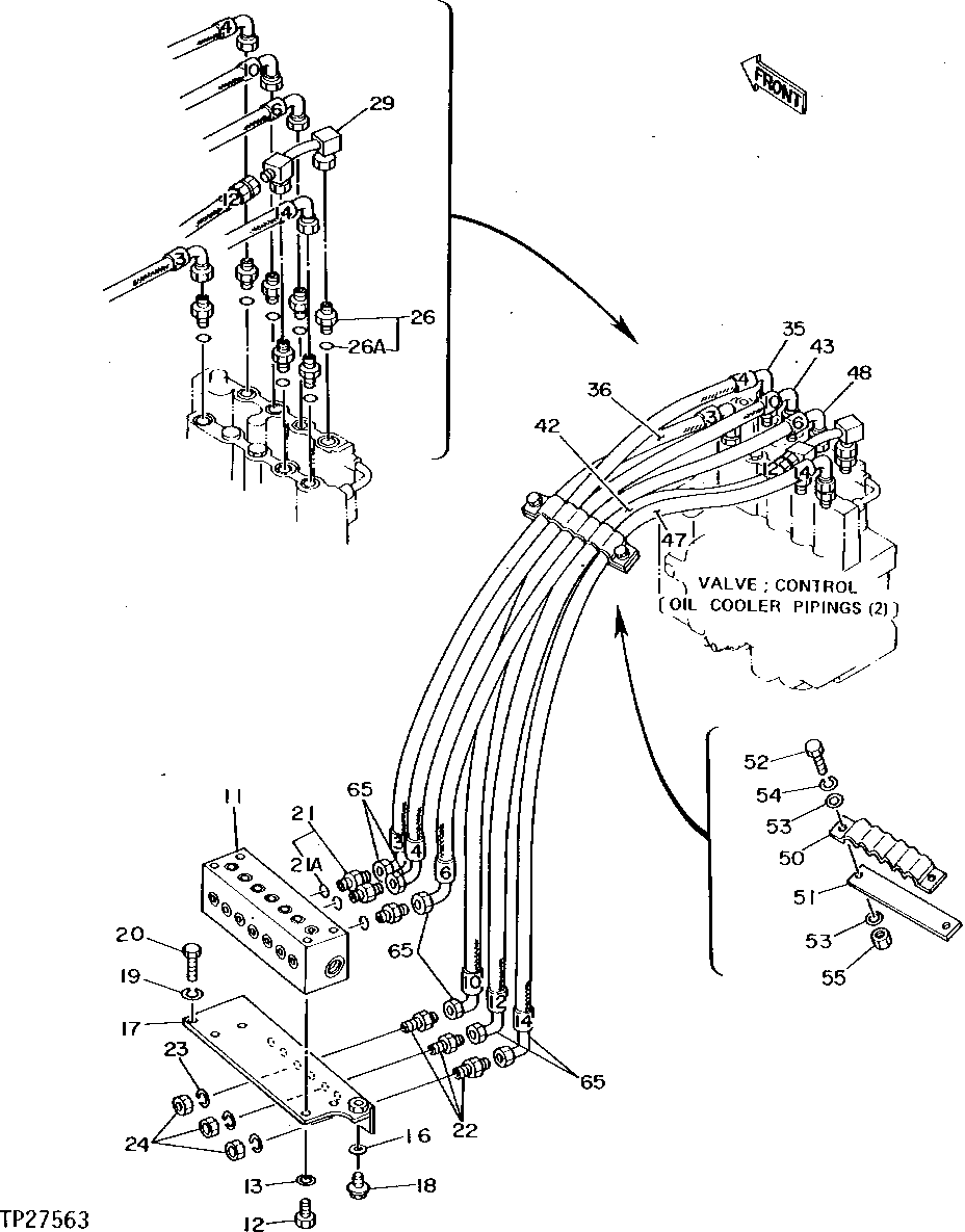 Схема запчастей John Deere 90D - 189 - PILOT HYDRAULIC HOSES AND LINES 3360 HYDRAULIC SYSTEM