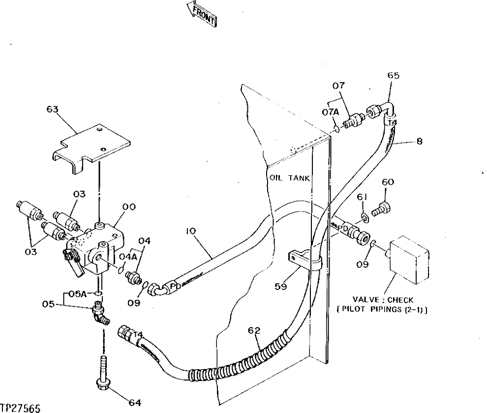 Схема запчастей John Deere 90D - 191 - PILOT HYDRAULIC HOSES AND LINES 3360 HYDRAULIC SYSTEM