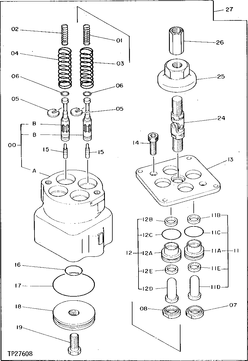 Схема запчастей John Deere 90D - 200 - Pilot Control Valve ( - 128882) 3360 HYDRAULIC SYSTEM