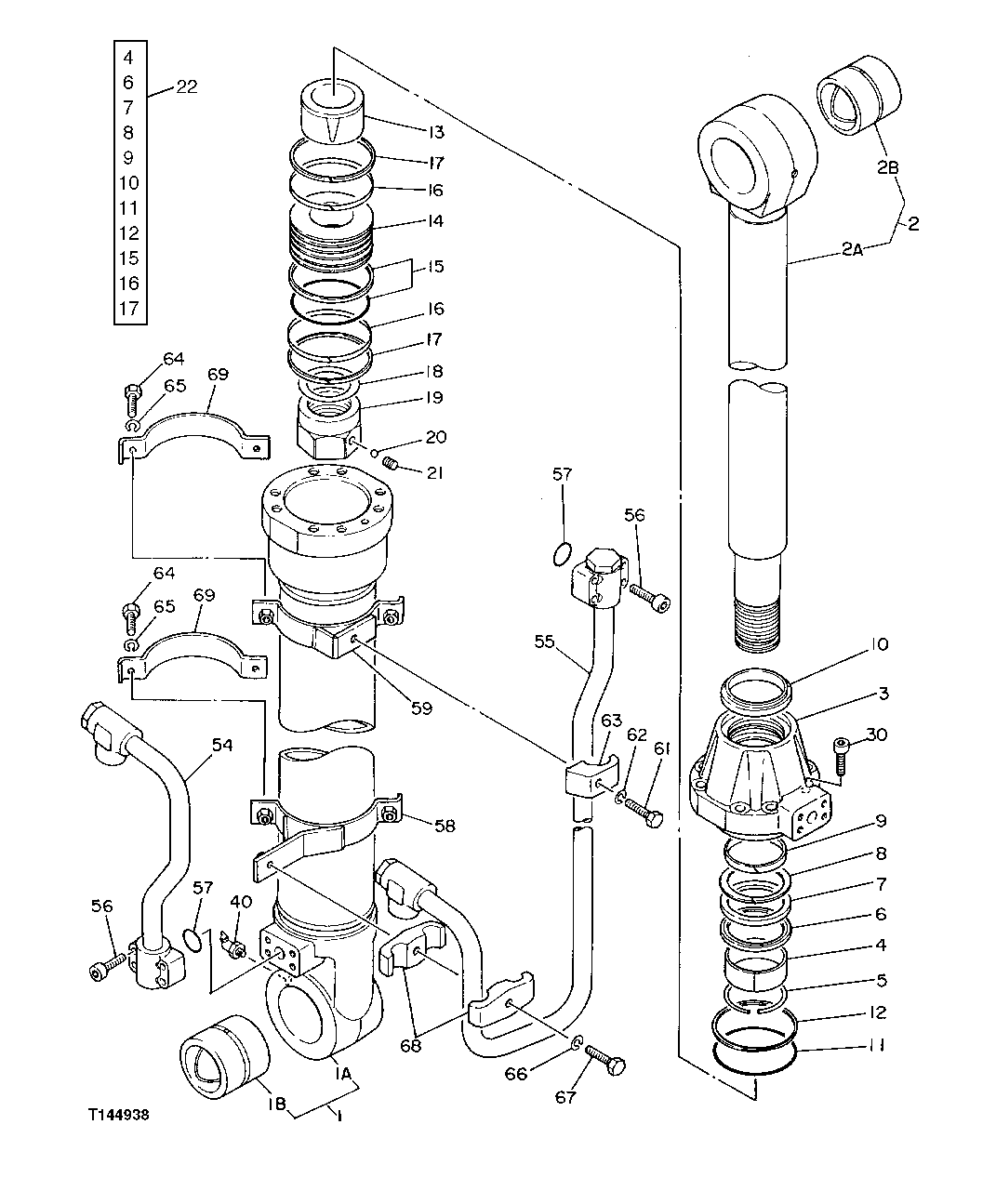 Схема запчастей John Deere 90D - 209 - Boom Cylinder 3360 HYDRAULIC SYSTEM