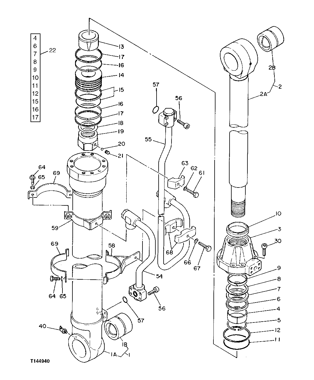 Схема запчастей John Deere 90D - 210 - Boom Cylinder 3360 HYDRAULIC SYSTEM