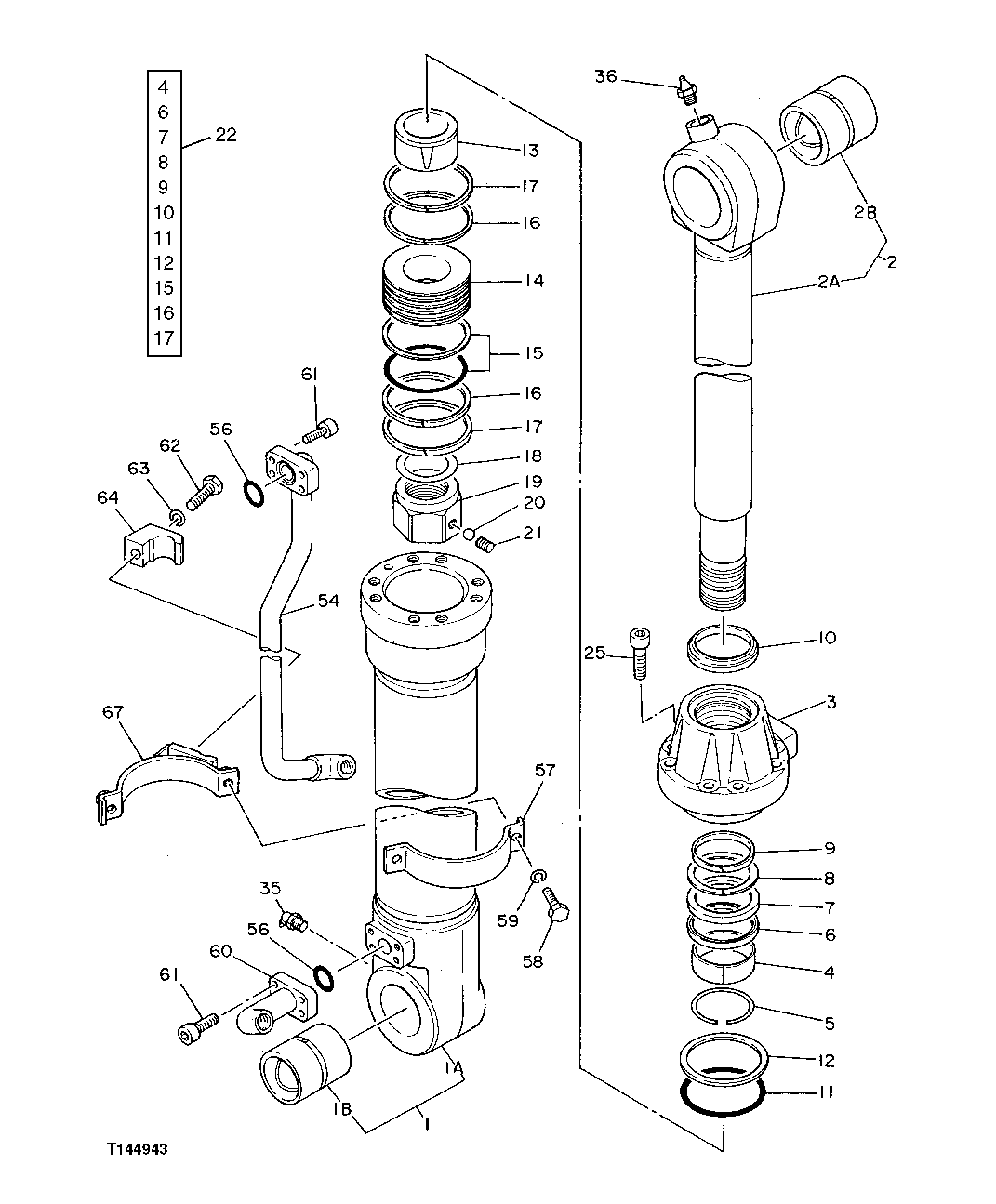 Схема запчастей John Deere 90D - 212 - Bucket Cylinder 3360 HYDRAULIC SYSTEM