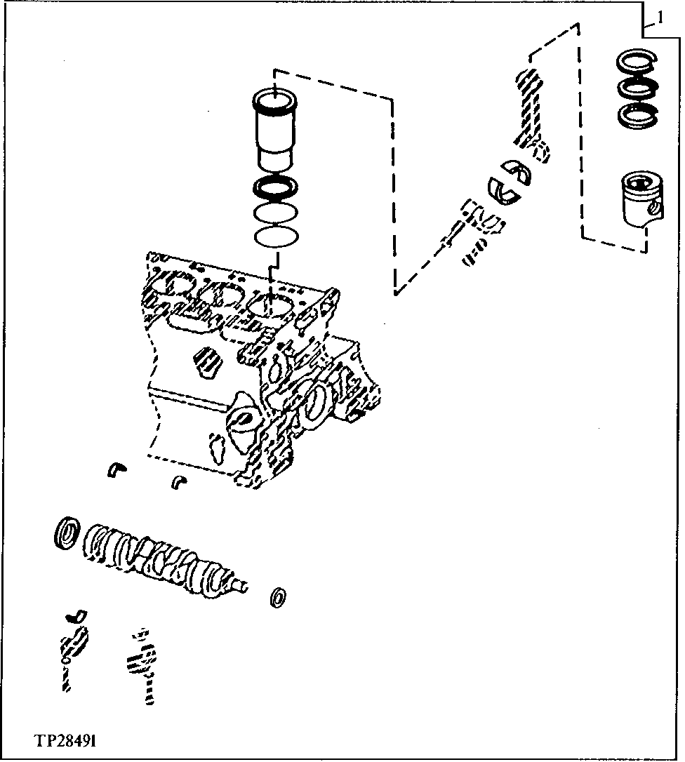 Схема запчастей John Deere 90D - 24 - BASIC ENGINE OVERHAUL KIT 0404 CYLINDER BLOCK