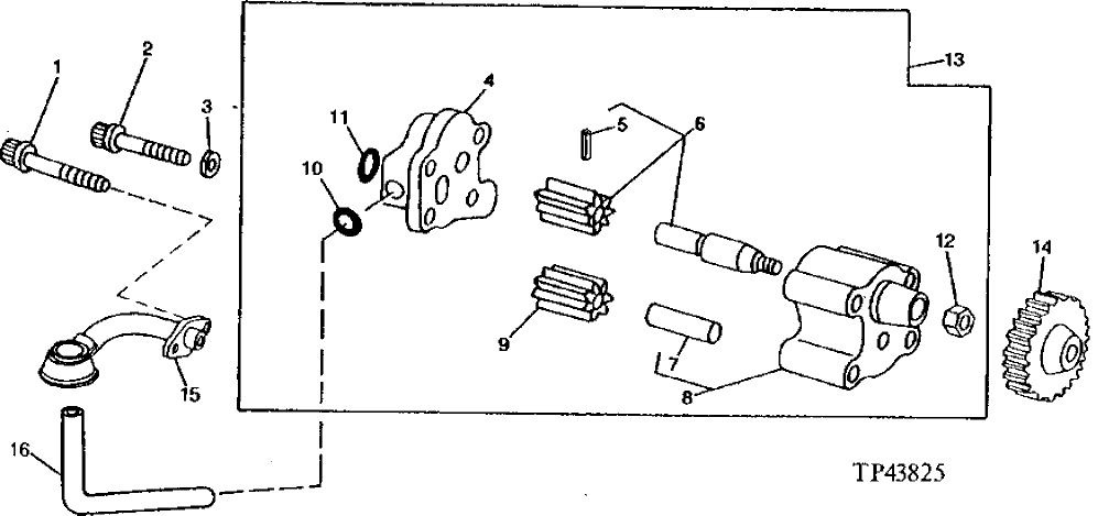 Схема запчастей John Deere 90D - 29 - ENGINE OIL PUMP 0407 OILING SYSTEM