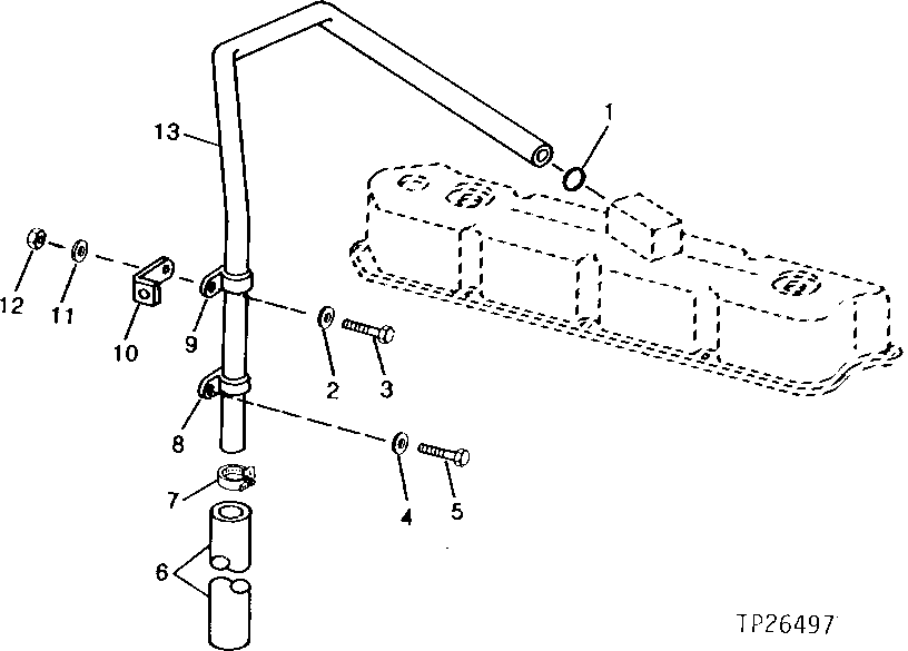 Схема запчастей John Deere 90D - 31 - ENGINE VENTILATOR TUBE 0408 VENTILATING SYSTEM