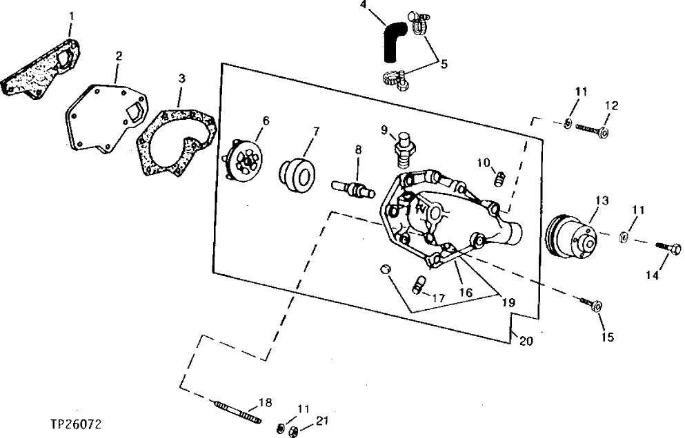 Схема запчастей John Deere 90D - 42 - WATER PUMP 0417 WATER PUMP