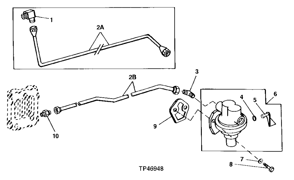 Схема запчастей John Deere 90D - 46 - FUEL TRANSFER PUMP 0421 FUEL TRANSFER PUMP