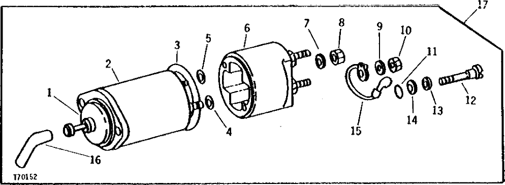 Схема запчастей John Deere 90D - 51 - STARTING MOTOR SOLENOID SWITCH 0422 STARTING MOTOR AND FASTENINGS