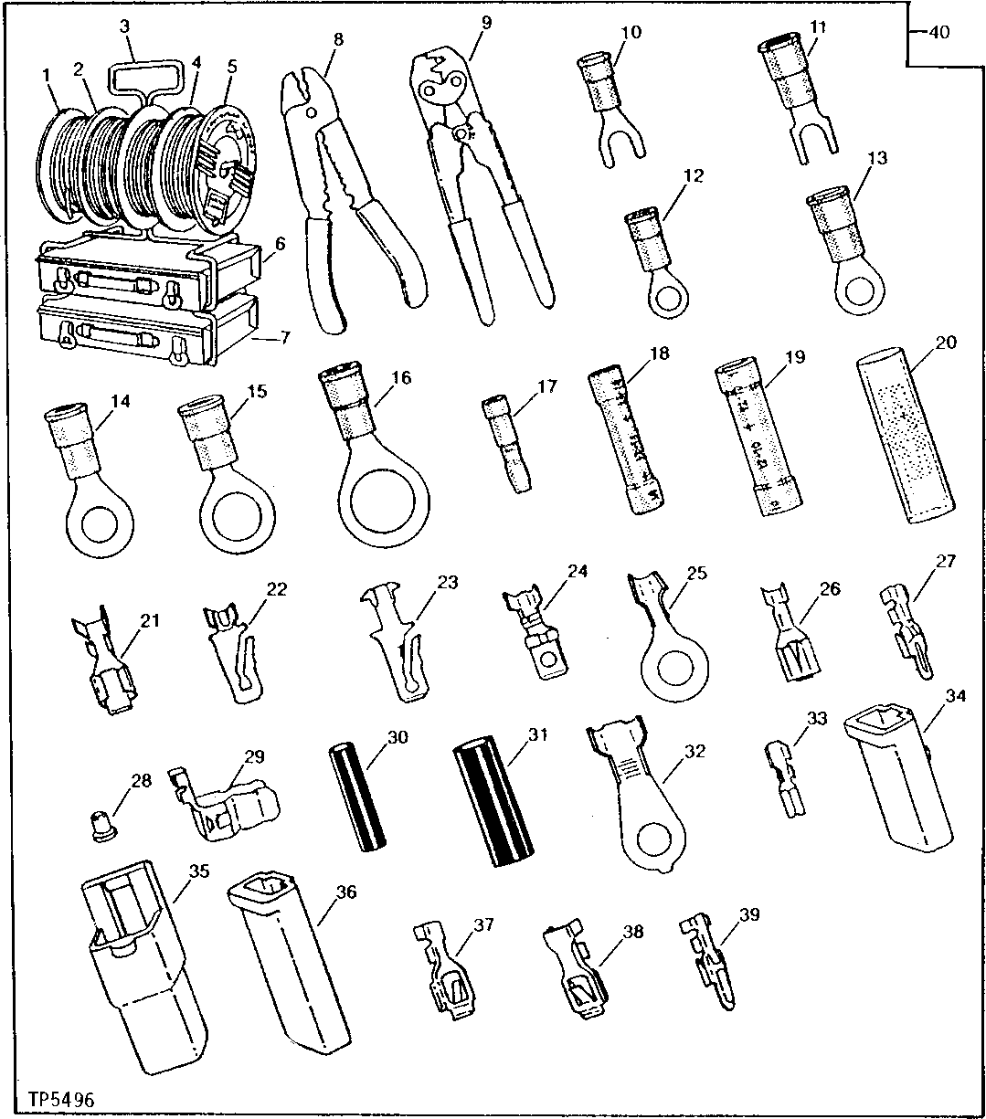 Схема запчастей John Deere 90D - 92 - LEAD WIRE KIT 1674 WIRING HARNESS AND SWITCHES