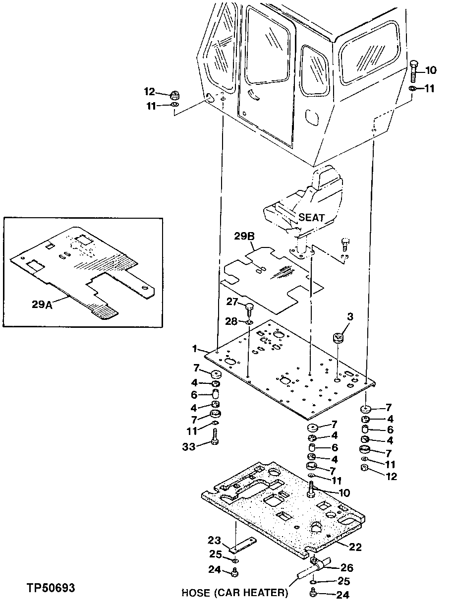 Схема запчастей John Deere 90D - 95 - CAB PLATFORM 1810 OPERATOR ENCLOSURE