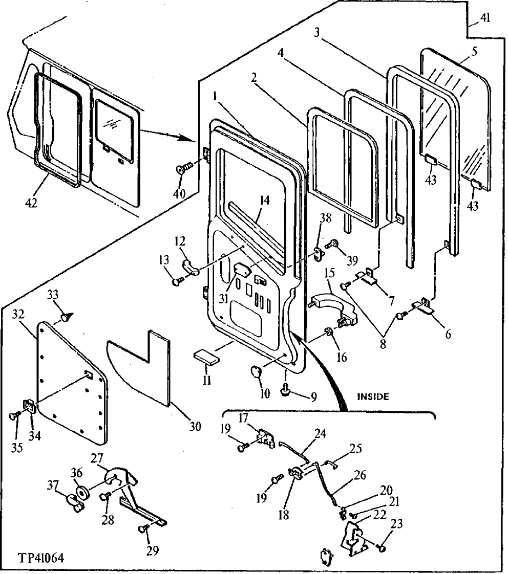 Схема запчастей John Deere 90D - 100 - CAB DOOR 1810 OPERATOR ENCLOSURE