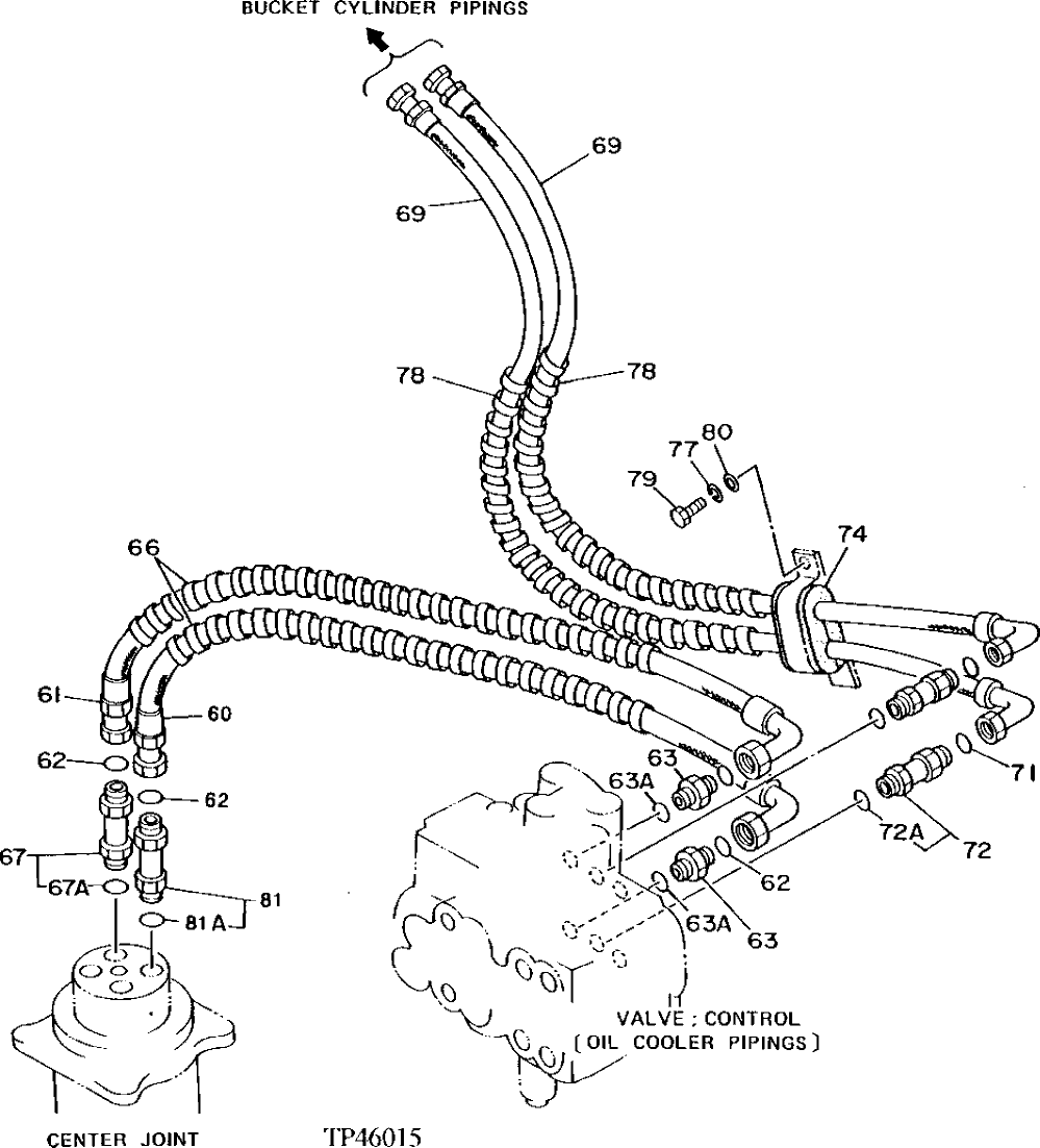 Схема запчастей John Deere 90D - 139 - MAIN HYDRAULIC OIL LINES 2160 HYDRAULIC SYSTEM