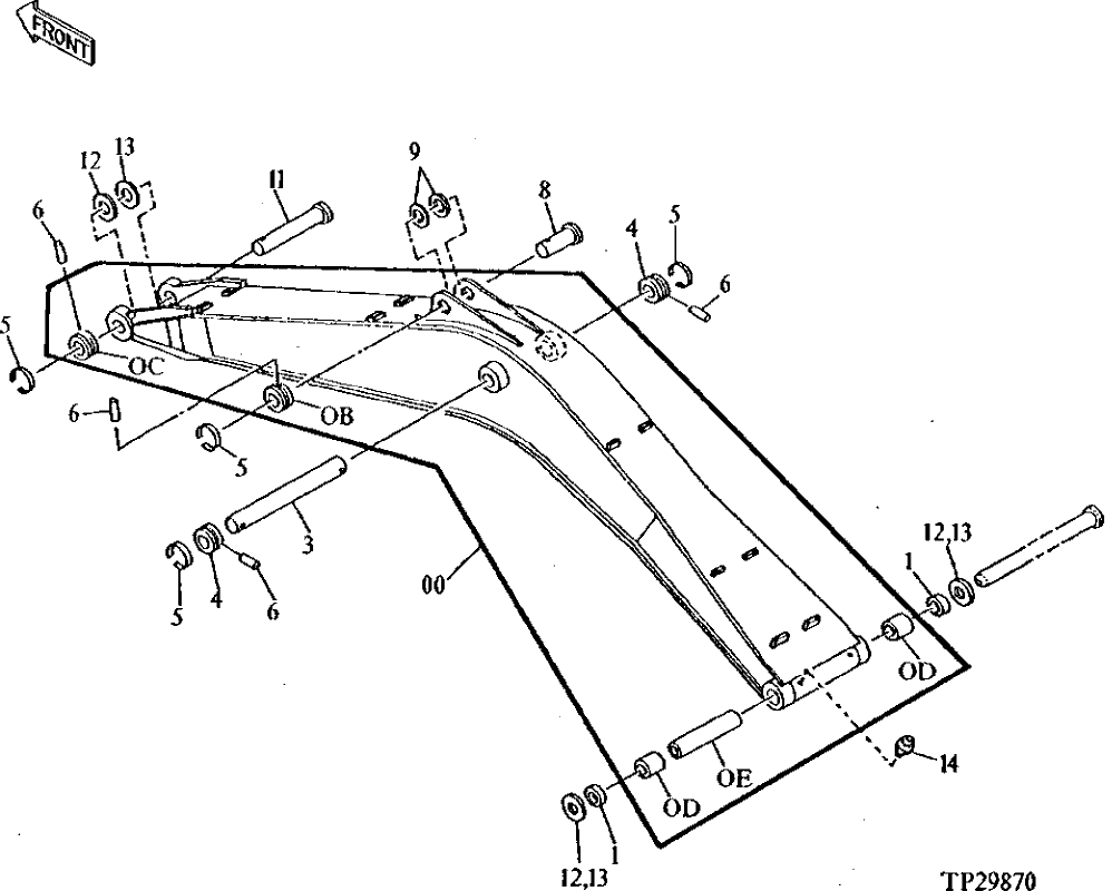 Схема запчастей John Deere 90D - 149 - BOOM 3340 FRAMES