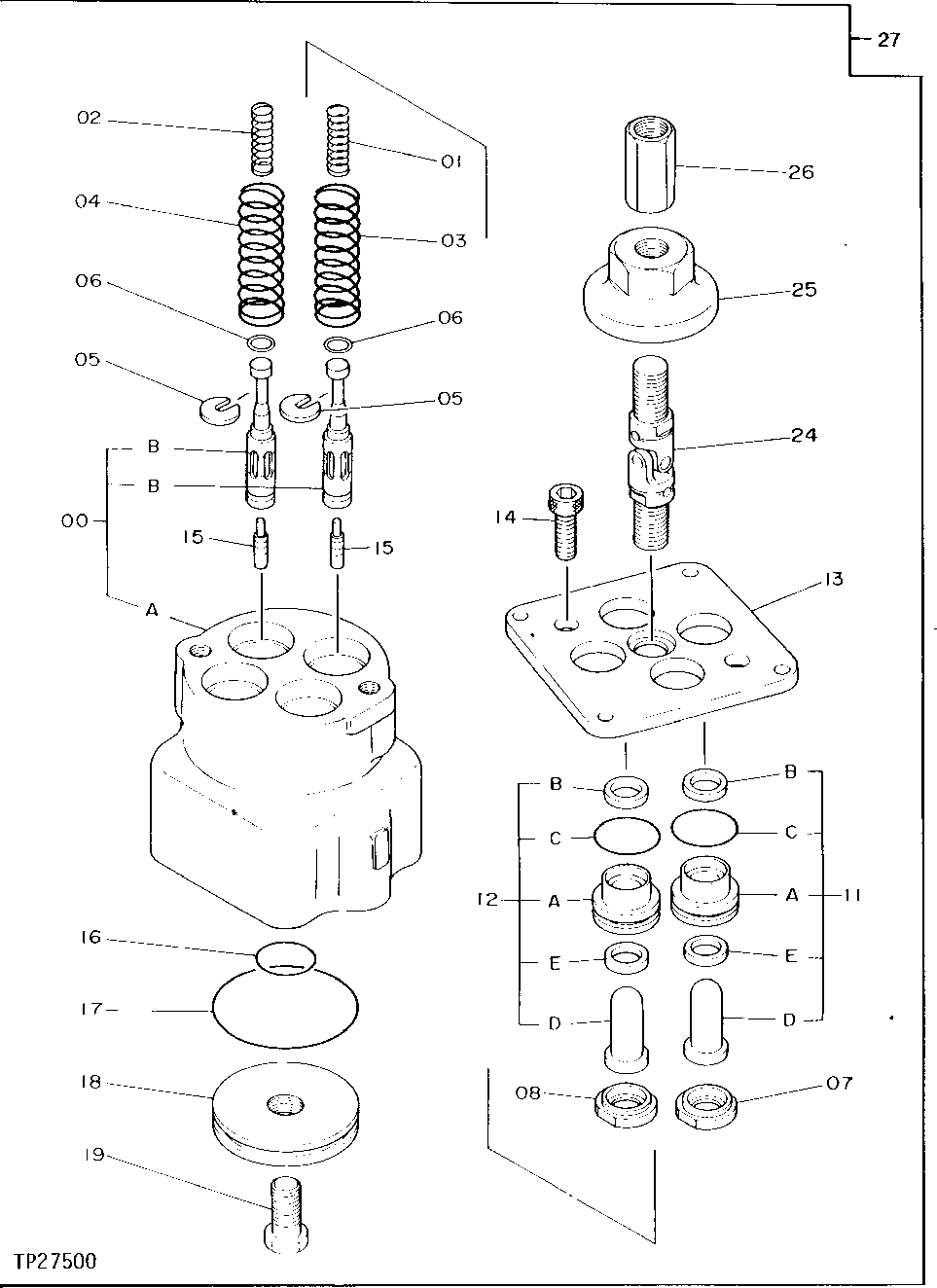 Схема запчастей John Deere 90D - 155 - Pilot Control Valve (Valve Serial Number -128882) 3360 HYDRAULIC SYSTEM