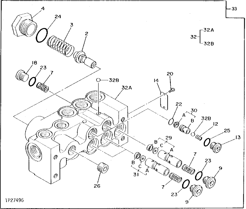 Схема запчастей John Deere 90D - 159 - Shockless Valve 3360 HYDRAULIC SYSTEM