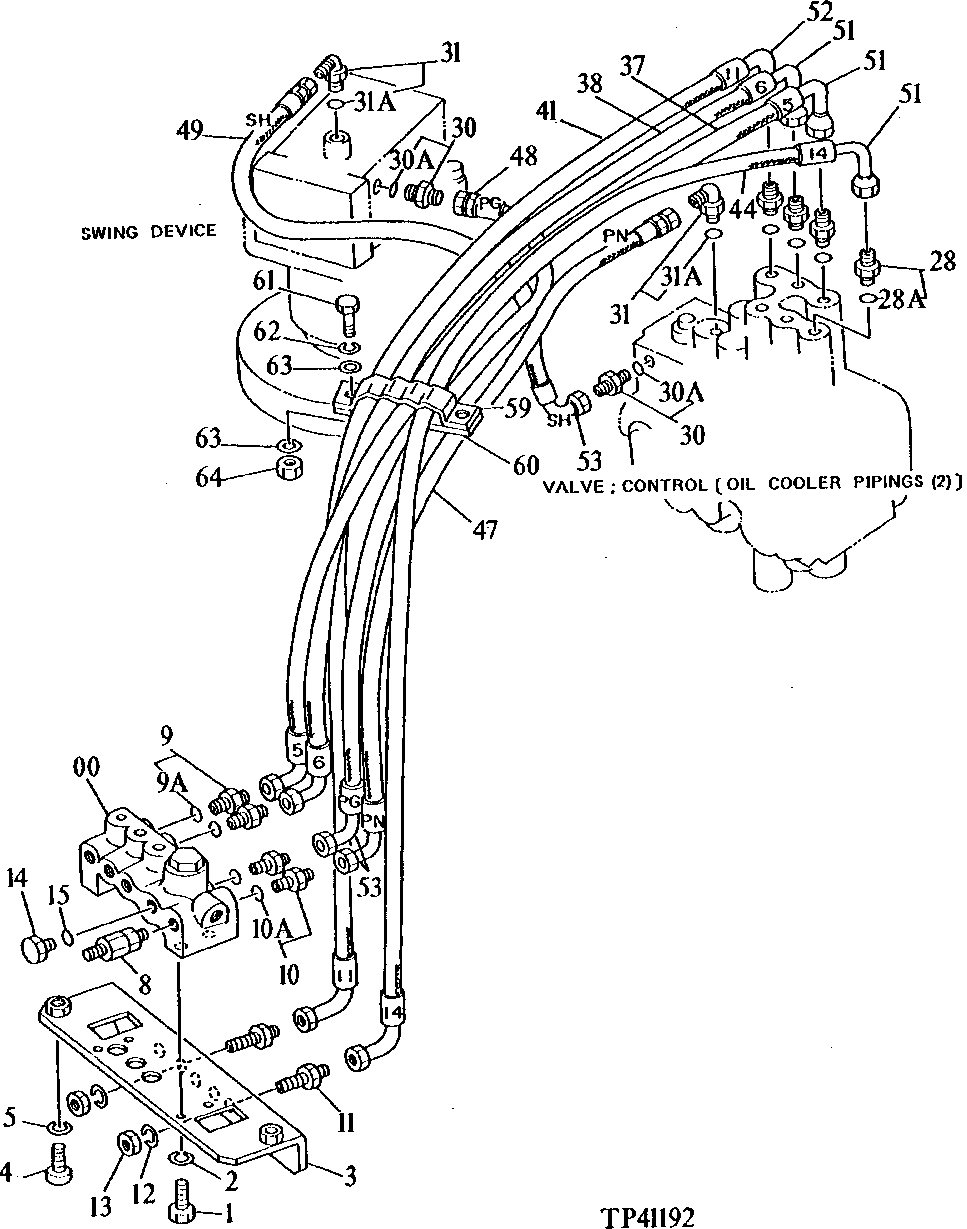 Схема запчастей John Deere 90D - 161 - PILOT CONTROL LINES 3360 HYDRAULIC SYSTEM