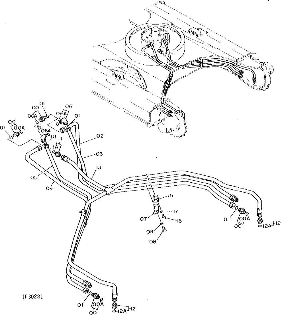 Схема запчастей John Deere 90D - 164 - PROPEL LINES 3360 HYDRAULIC SYSTEM