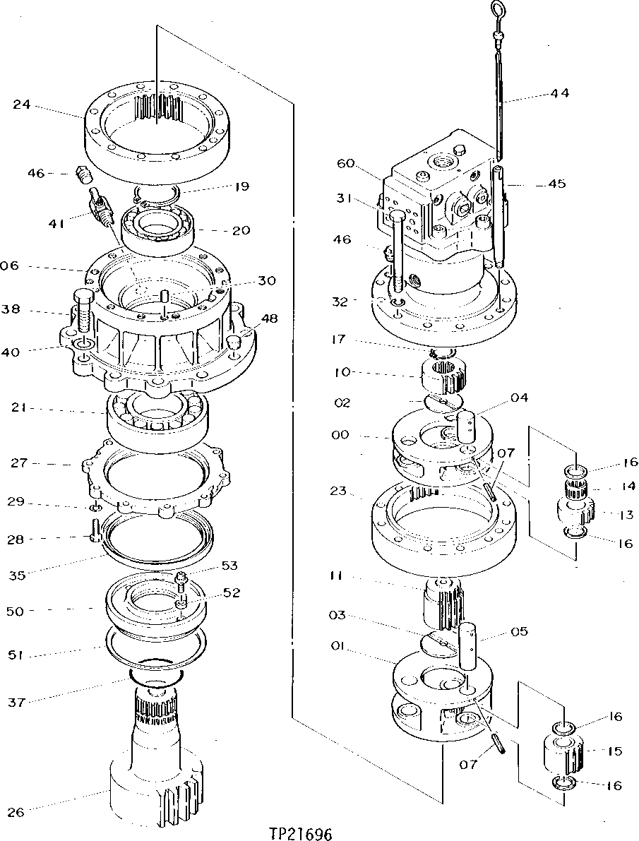 Схема запчастей John Deere 90D - 173 - SWING DEVICE 4360 HYDRAULIC SYSTEM