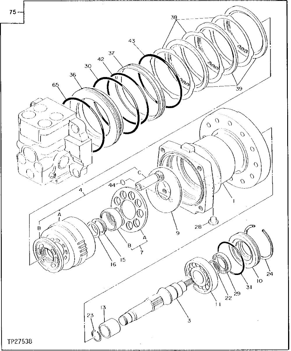 Схема запчастей John Deere 90D - 176 - Swing Motor 4360 HYDRAULIC SYSTEM